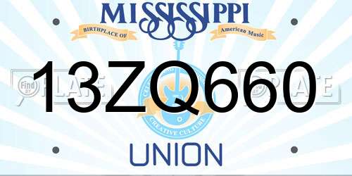 13ZQ660 Mississippi License Plate