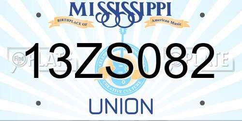 13ZS082 Mississippi License Plate