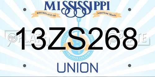 13ZS268 Mississippi License Plate