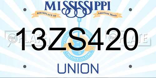 13ZS420 Mississippi License Plate