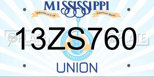 13ZS760 Mississippi License Plate