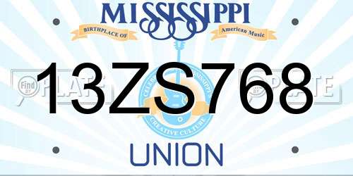 13ZS768 Mississippi License Plate