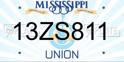 13ZS811 Mississippi License Plate