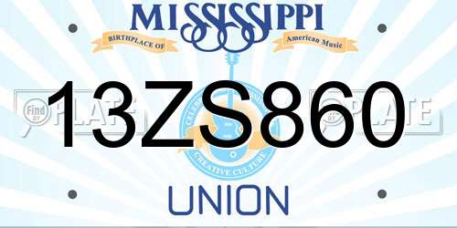 13ZS860 Mississippi License Plate