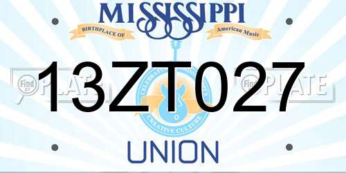 13ZT027 Mississippi License Plate