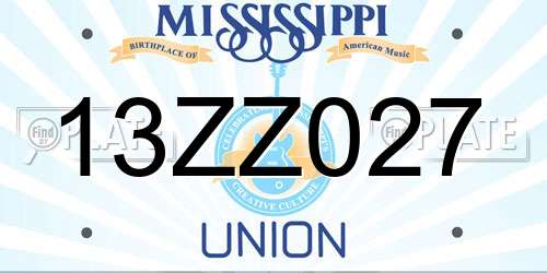 13ZZ027 Mississippi License Plate