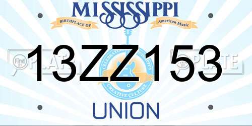 13ZZ153 Mississippi License Plate