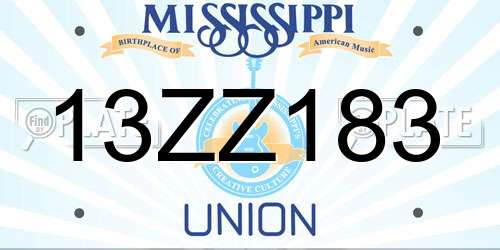 13ZZ183 Mississippi License Plate