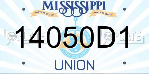 14050D1 Mississippi License Plate