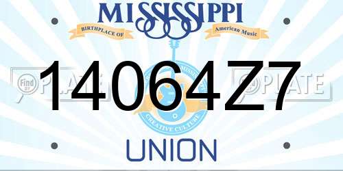 14064Z7 Mississippi License Plate