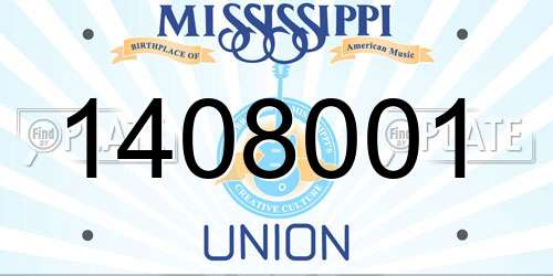 1408001 Mississippi License Plate