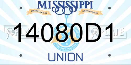 14080D1 Mississippi License Plate