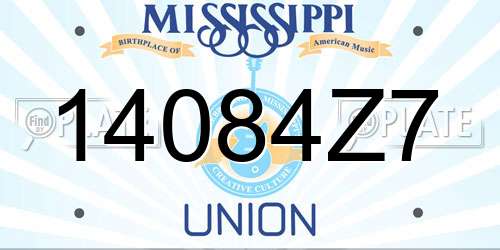14084Z7 Mississippi License Plate