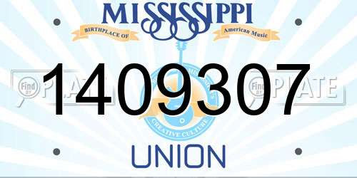 1409307 Mississippi License Plate