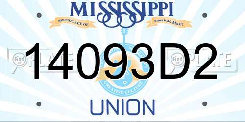 14093D2 Mississippi License Plate