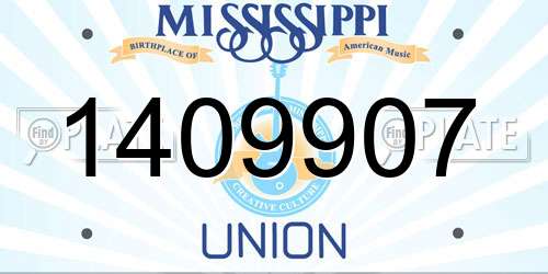 1409907 Mississippi License Plate