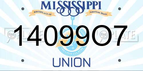 14099O7 Mississippi License Plate