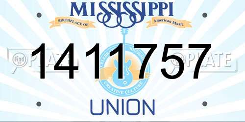 1411757 Mississippi License Plate