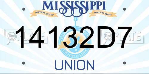 14132D7 Mississippi License Plate