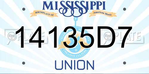14135D7 Mississippi License Plate