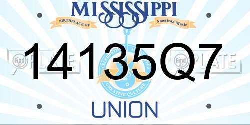 14135Q7 Mississippi License Plate