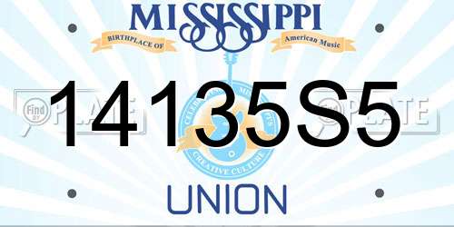 14135S5 Mississippi License Plate