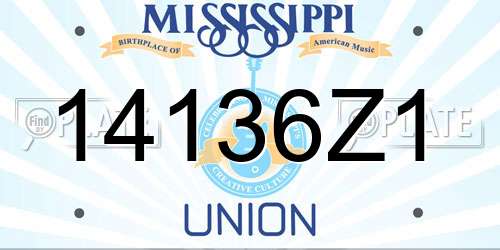 14136Z1 Mississippi License Plate