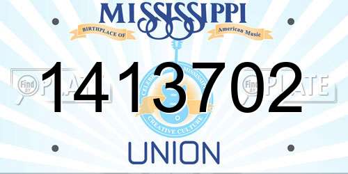 1413702 Mississippi License Plate