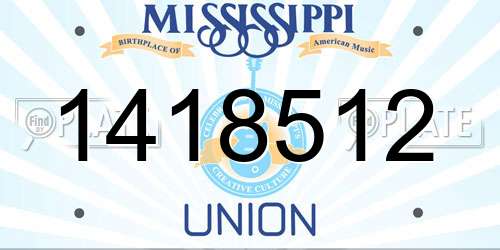 1418512 Mississippi License Plate
