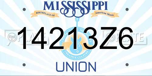 14213Z6 Mississippi License Plate