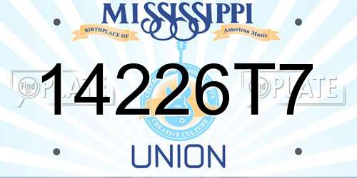 14226T7 Mississippi License Plate