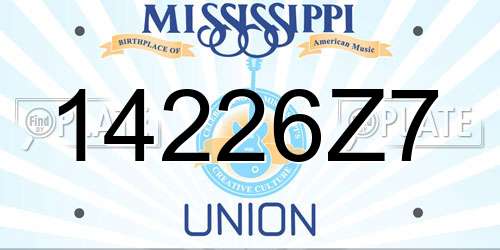14226Z7 Mississippi License Plate