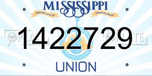 1422729 Mississippi License Plate