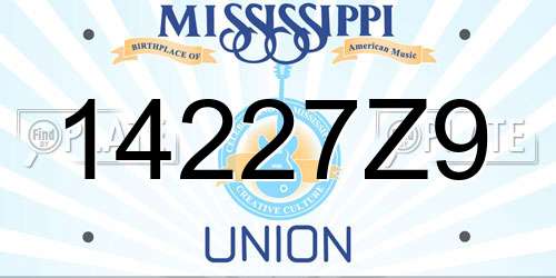 14227Z9 Mississippi License Plate