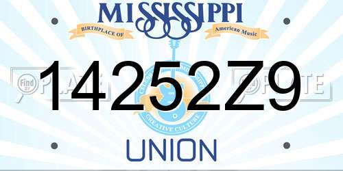 14252Z9 Mississippi License Plate