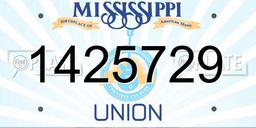 1425729 Mississippi License Plate