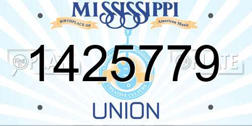 1425779 Mississippi License Plate