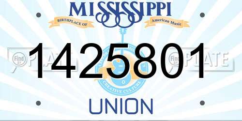 1425801 Mississippi License Plate
