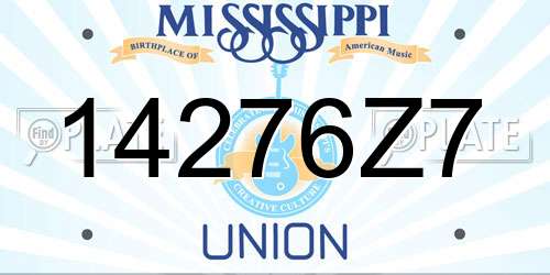 14276Z7 Mississippi License Plate