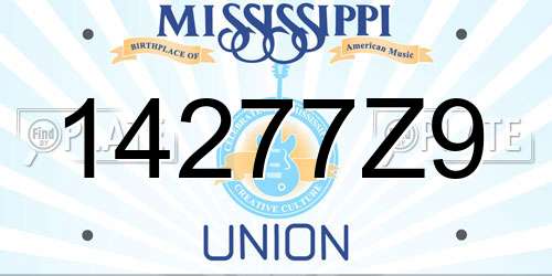 14277Z9 Mississippi License Plate
