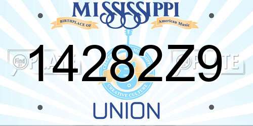 14282Z9 Mississippi License Plate