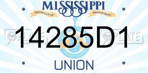 14285D1 Mississippi License Plate