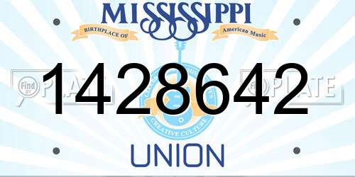 1428642 Mississippi License Plate