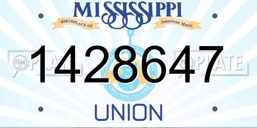 1428647 Mississippi License Plate