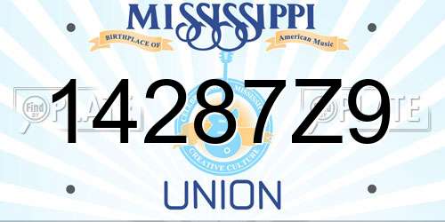 14287Z9 Mississippi License Plate
