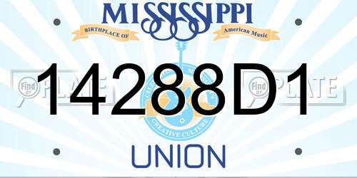 14288D1 Mississippi License Plate