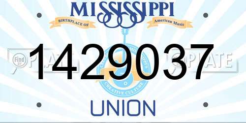 1429037 Mississippi License Plate