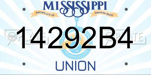14292B4 Mississippi License Plate