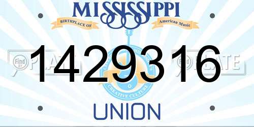 1429316 Mississippi License Plate