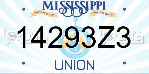 14293Z3 Mississippi License Plate